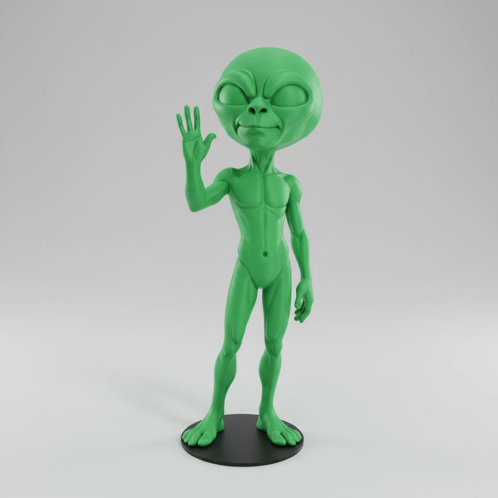 Friendly Alien 3D Printed Figure - Sci-fi Desk Decor