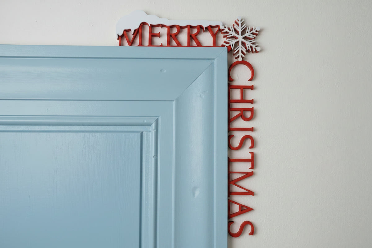Merry Christmas Door Corner Decoration - 3D Printed Holiday Decor