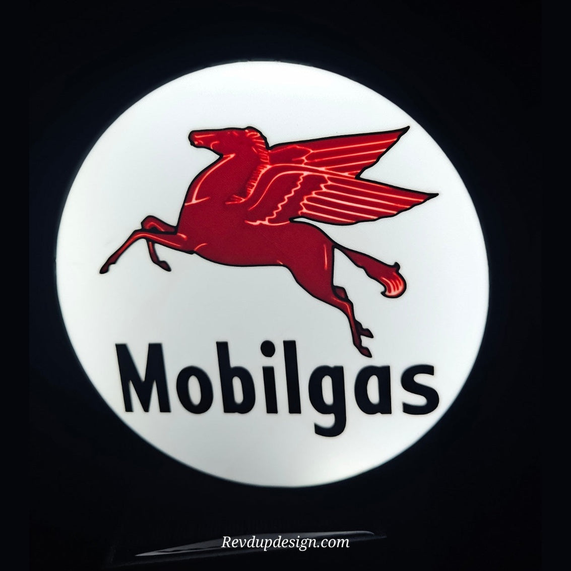 Mobil Gas LED Lightbox - 3d Printed Retro Garage Wall Decor