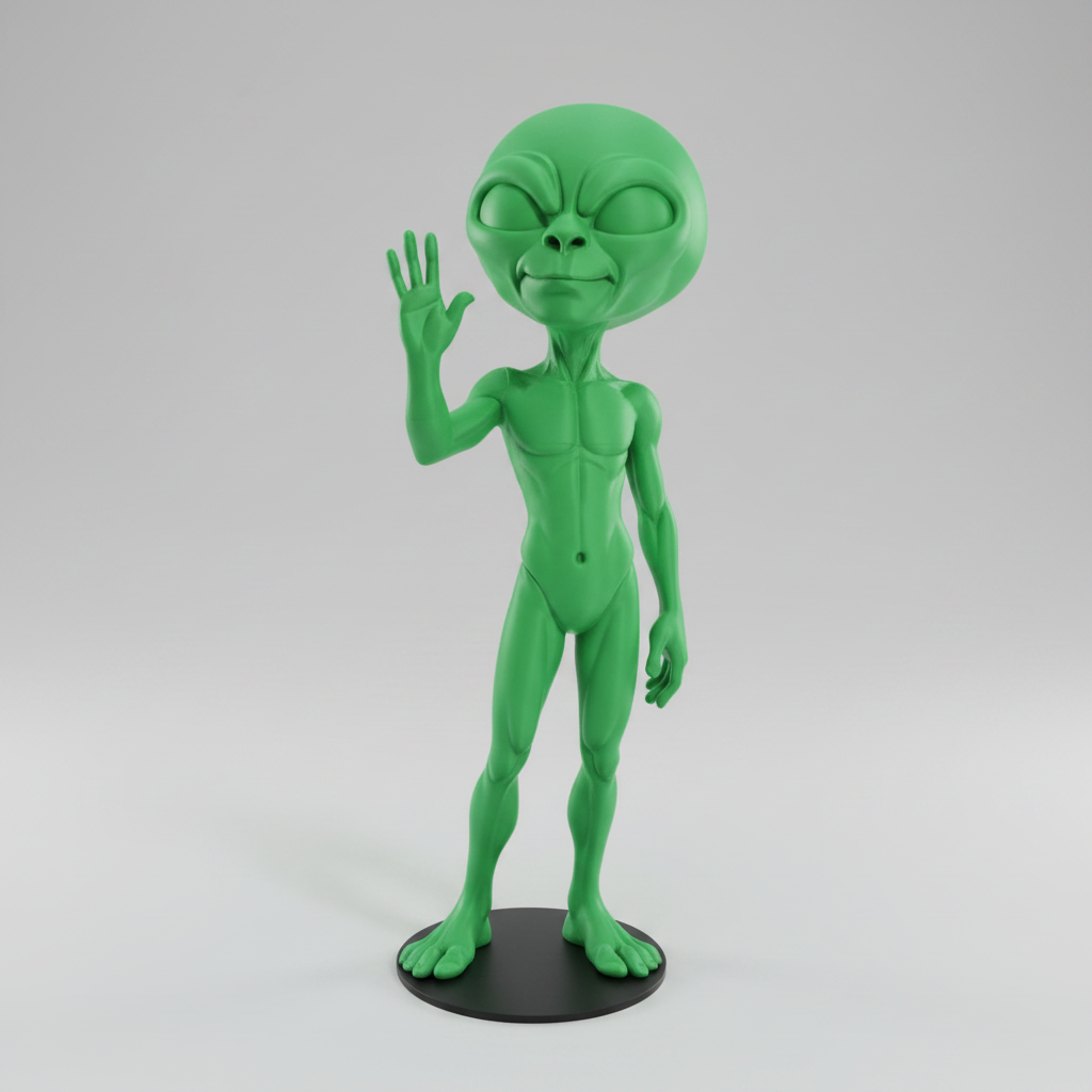 Friendly Alien 3D Printed Figure - Sci-fi Desk Decor