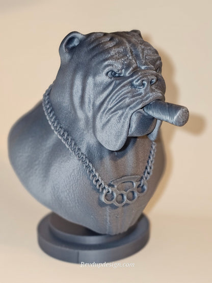 Bulldog Boss Bust 3D Printed Decor