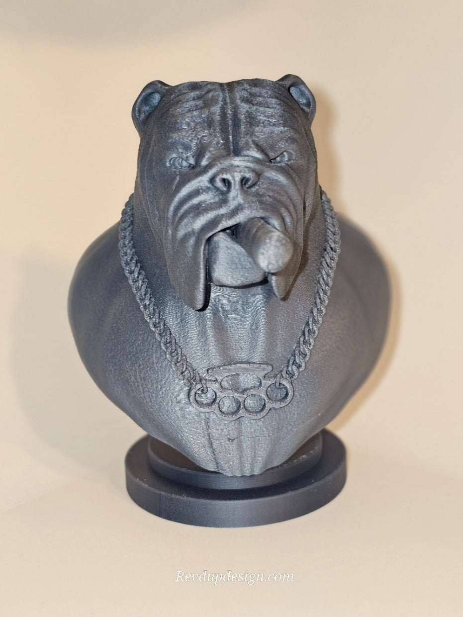 Bulldog Boss Bust 3D Printed Decor