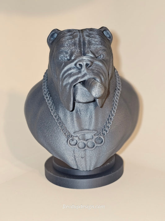 Bulldog Boss Bust 3D Printed Decor