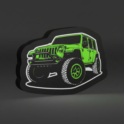 Jeep Lime Green Led Lightbox - 3d Printed Off-Road Garage Wall Art
