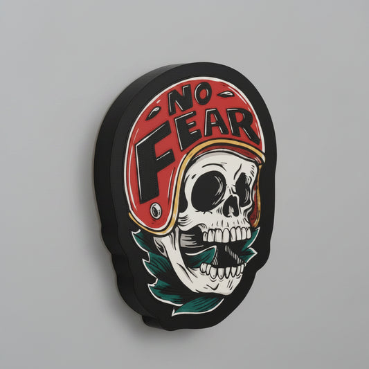 "NO FEAR" Motorcycle Helmet Led Lightbox - 3d Printed Biker Wall Art